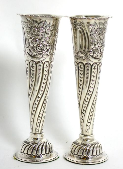 Superb Pair of Victorian Silver Vases