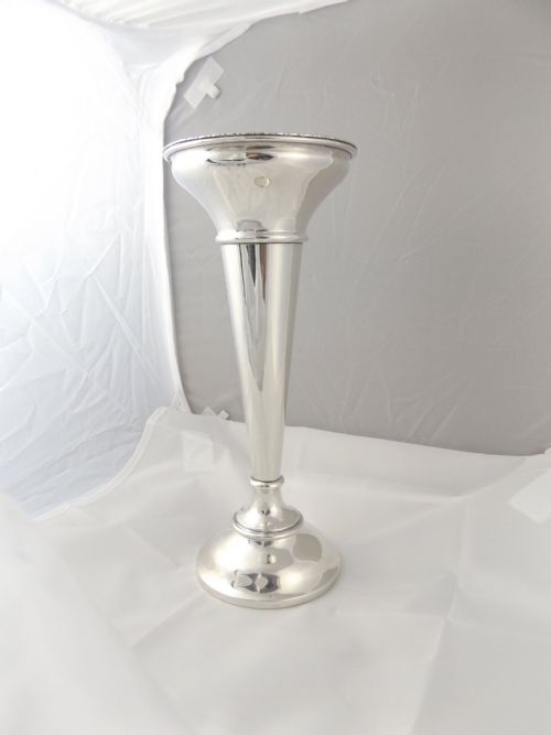 Large Hallmarked Silver Trumpet Vase