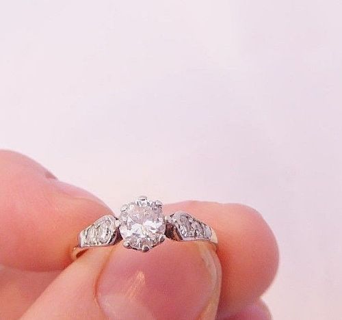 Quality Art Deco 18ct Gold 1/2ct Diamond Solitaire Ring