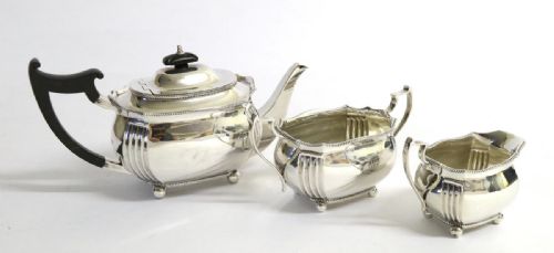 Superb Heavy Antique 3 Piece Silver Tea Set Barnard & Sons
