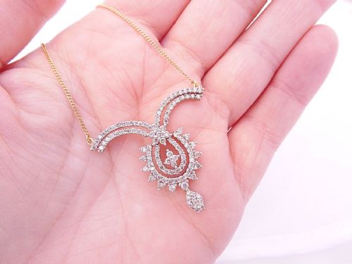 Exceptional Heavy 18ct Gold 2ct Diamond Pendant Necklace