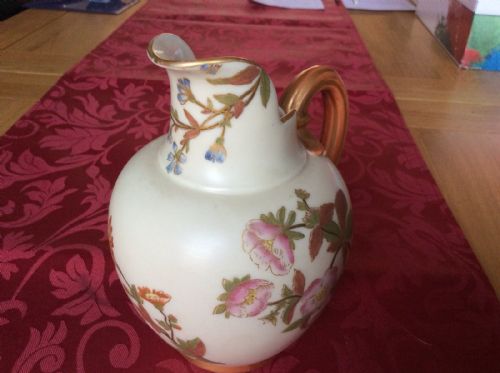 fig 1. Royal Worcester Blush Ivory Porcelain Painted Jug 1889