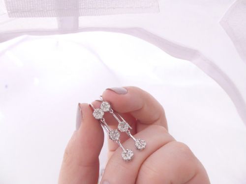 Superb Art Deco Pair of Triple Cluster 1.2ct Diamond Earrings
