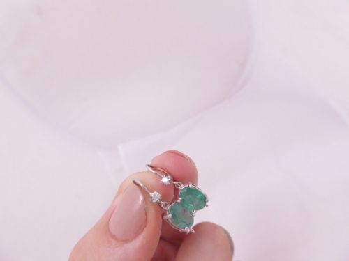Lovely 2ct Emerald Diamond 18ct Gold Drop Earrings
