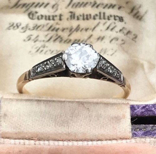 fig 1. Beautiful 18ct Gold Art Deco 0.5ct Diamond Solitaire Ring