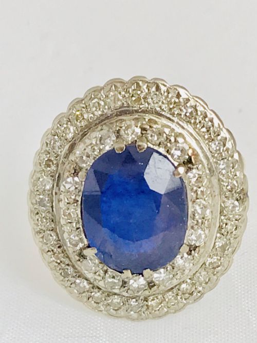 1.1ct Diamond 4.25ct Sapphire 18ct Gold Ring