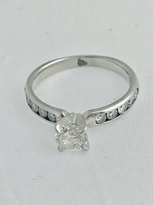 Diamond Solitaire Deco 18ct White Gold 1ct Ring