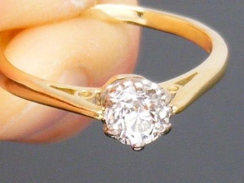 Stunning 18ct Gold 0.6ct Old Cut Diamond Solitaire Ring