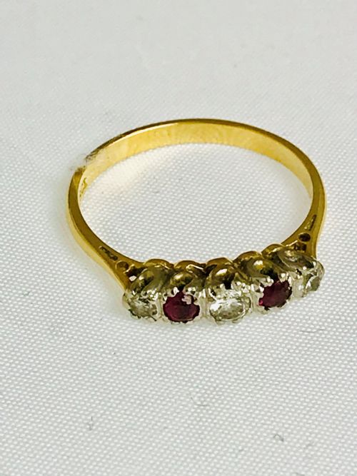 Lovely Edwardian 18ct Yellow Gold Diamond and Ruby Ring