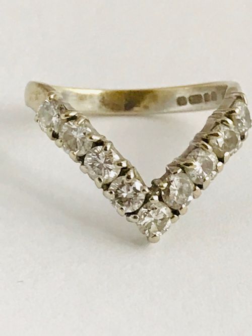 Wishbone 18ct White Gold Diamond Ring 0.9ct Size M