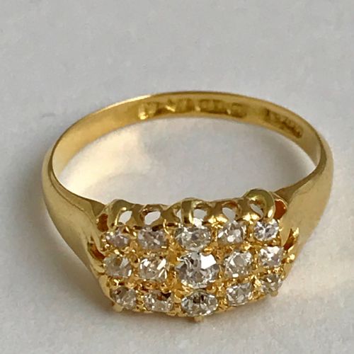 A Three Row 18ct Gold Diamond Cluster Ring 0.50ct. Size N