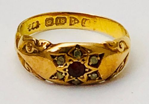 Antique 18ct Gold Ruby & Diamond Ring