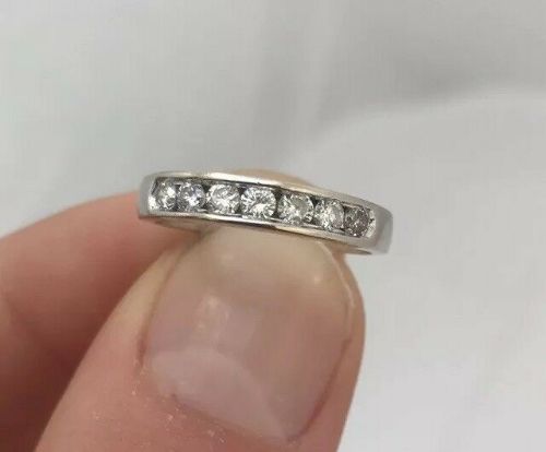 Lovely 33 Point Diamond 7 Stone 1/2 Eternity 18ct White Gold Ring