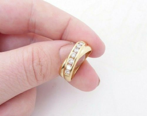 Super 18ct Gold 1/2ct Diamond Ring, 7 Stone Cross Over Half Eternity Ring