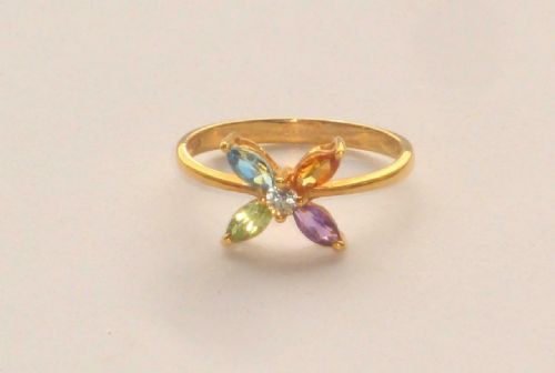 Super Rare Vintage Multi Gem 18ct Gold Ring