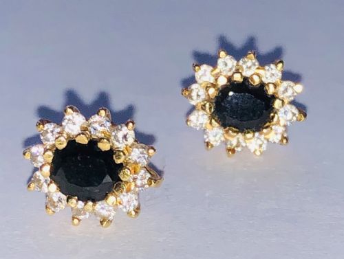 Lovely Pair of Sapphire and Diamond 18ct Gold Earrings