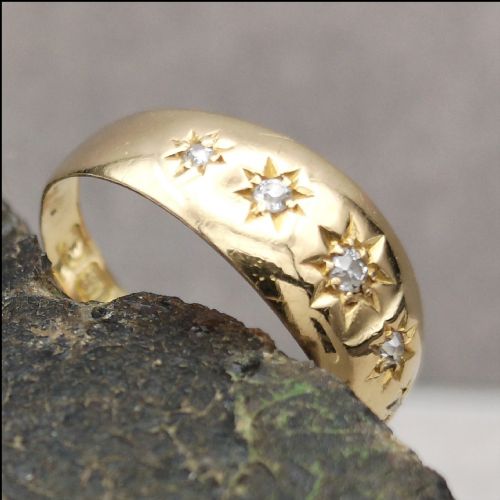 Antique Victorian Diamond 18ct Gold Gypsy Ring