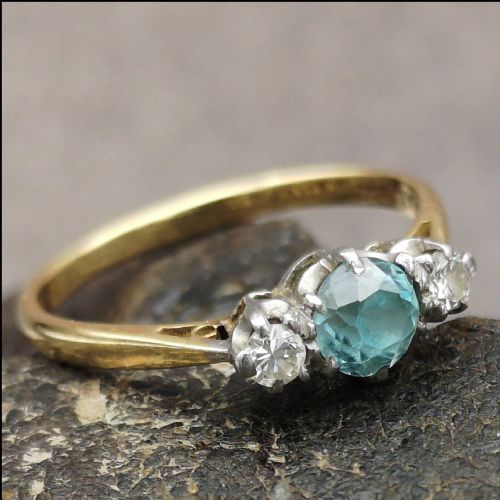 1950'S Topaz and Diamond Set in 18ct Gold and Platinium