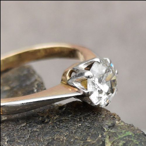 Beautiful 18ct Gold Platinum 0.75ct Diamond Ring, Art Deco