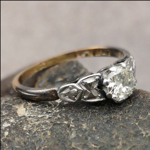 Lovely Art Deco Period 18ct Gold & Platinum 0.5ct Diamond Solitaire Ring