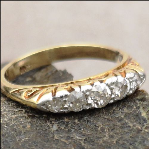 Edwardian 18ct Gold 5 Stone 0.6ct Diamond Ring