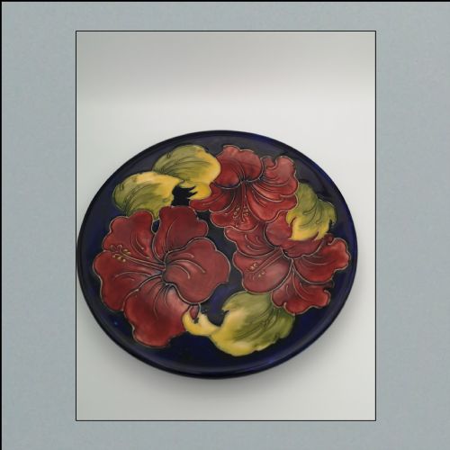 Moorcroft Large Hibiscus Patterned Plate/bowl Signed