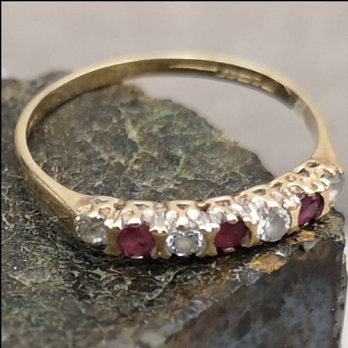 9ct Gold Ruby Eternity Diamond Ring