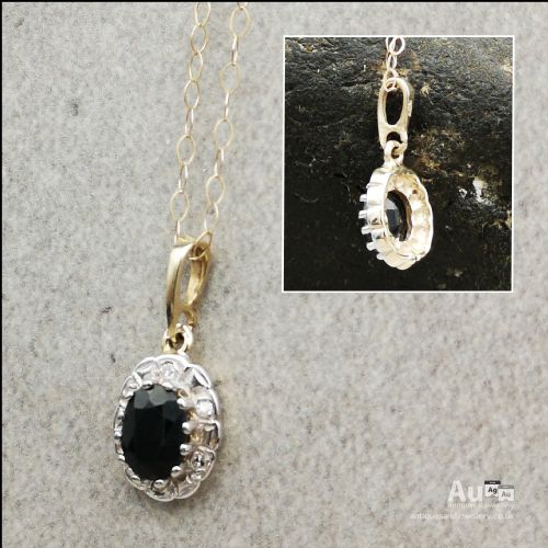 fig 1. 9ct Gold Sapphire And Diamond Necklace 