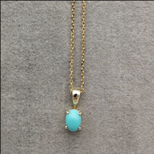 9ct Gold Turquoise Pendant and Chain