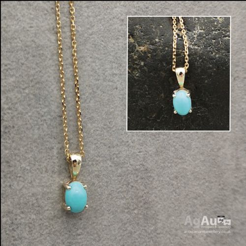 fig 1. 9ct Gold Turquoise Pendant and Chain