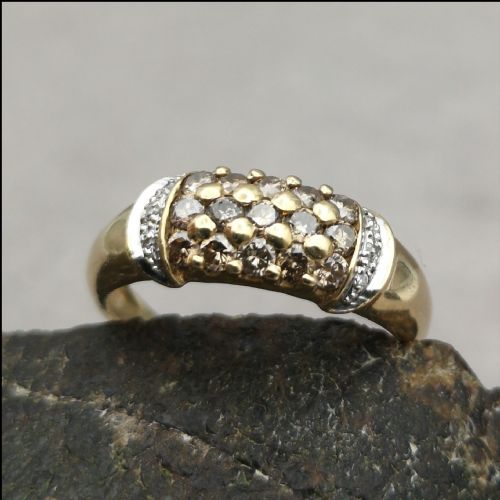 9ct Gold 0.5ct Diamond Art Deco Cluster Ring