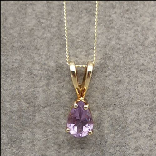 9ct Gold Amethyst Pendant and Chain