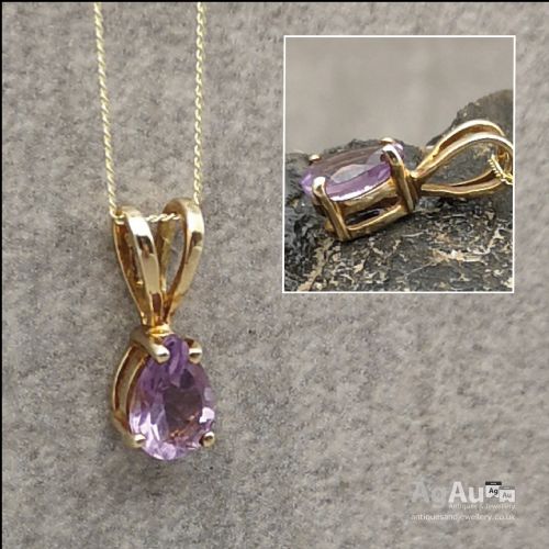 fig 1. 9ct Gold Amethyst Pendant and Chain