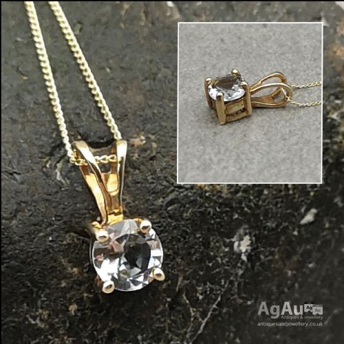 fig 1. 9ct Gold Topaz Pendant and Chain