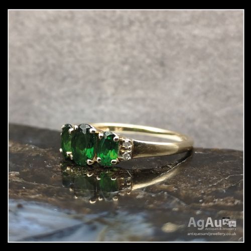 fig 1. 9ct Gold Diopside and Diamond Ring