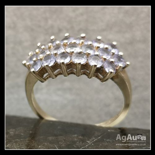 fig 1. 9ct Gold Tanzanite Cluster Ring