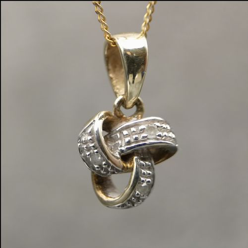 9ct Gold Diamond Knot Necklace