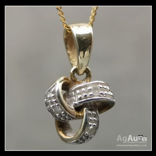fig 1. 9ct Gold Diamond Knot Necklace