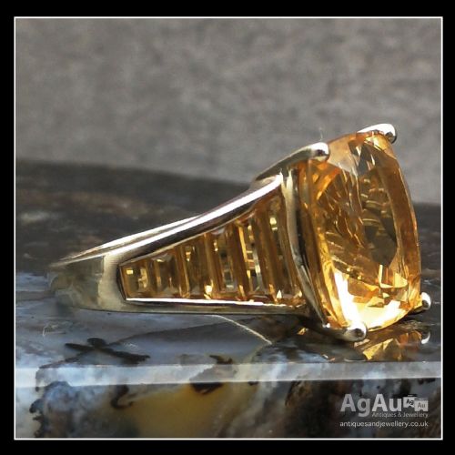 fig 1. 9ct Gold Large Citrine 6ct Art Deco Ring, Totalling 9.3ct