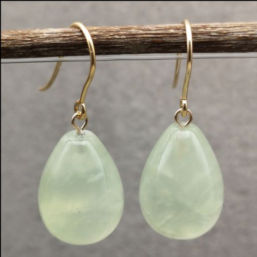 9ct Gold Pair of Large Natural Pear Drop Cabochon Peridot (18ct) Each Earrings