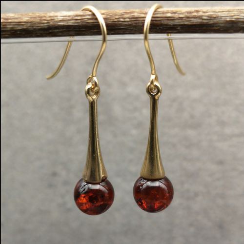 9ct Gold Amber (3.50ct) Each Drop Earrings