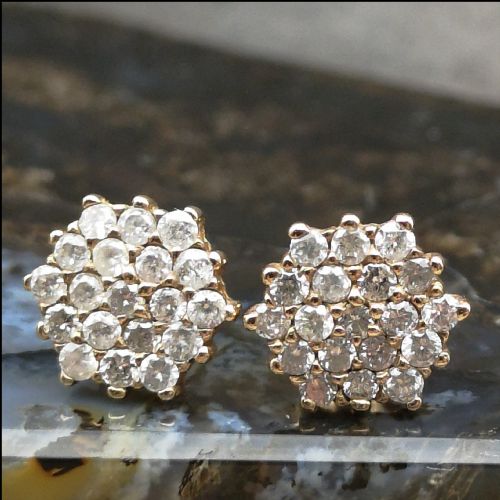9ct Gold Pair of 0.57ct Diamond Cluster Earrings