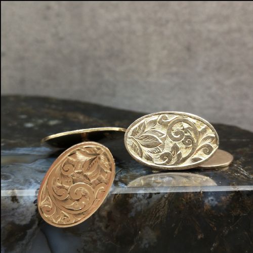 9ct Gold Heavy Antique Cufflinks Beautifull Condition D.1900, Come Fully Boxed