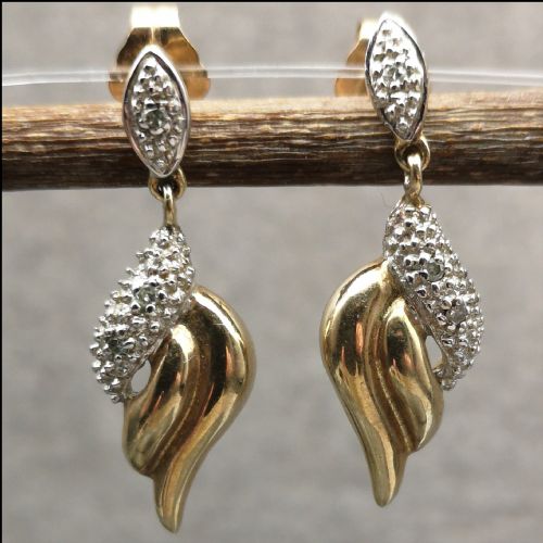 9ct Gold Pair of Diamond Drop Earrings