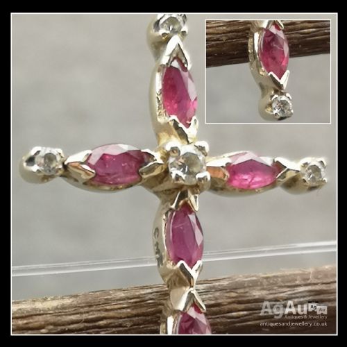 fig 2. 9ct Gold Ruby and Diamond Cross and Chain