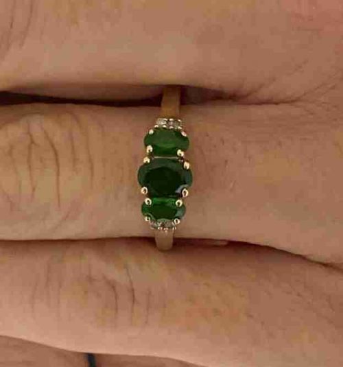 9ct Gold Diopside and Diamond Ring