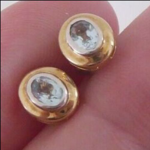 9ct Gold Pair of Aquamarine Stud Earrings