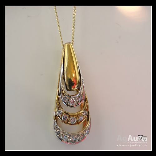 fig 1. 18ct 2 Toned White an Yellow Gold Diamond Pendant with Chain