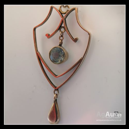 fig 1. 9ct Gold Topaz Art Nouveau (1890-1910) Pendant and Chain