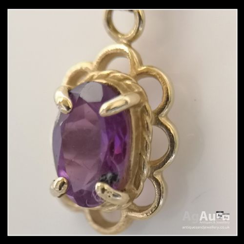fig 1. 9ct Gold Amethyst Pendant on 9ct Gold Chain